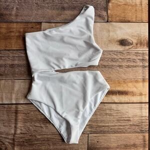 Beach Riot Swimsuit Celine Ribbed One Piece Small White Vacation Beach Pool Trip